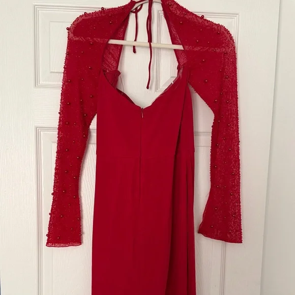 Chic Long Sleeve Red Dress - Picture 6 of 7
